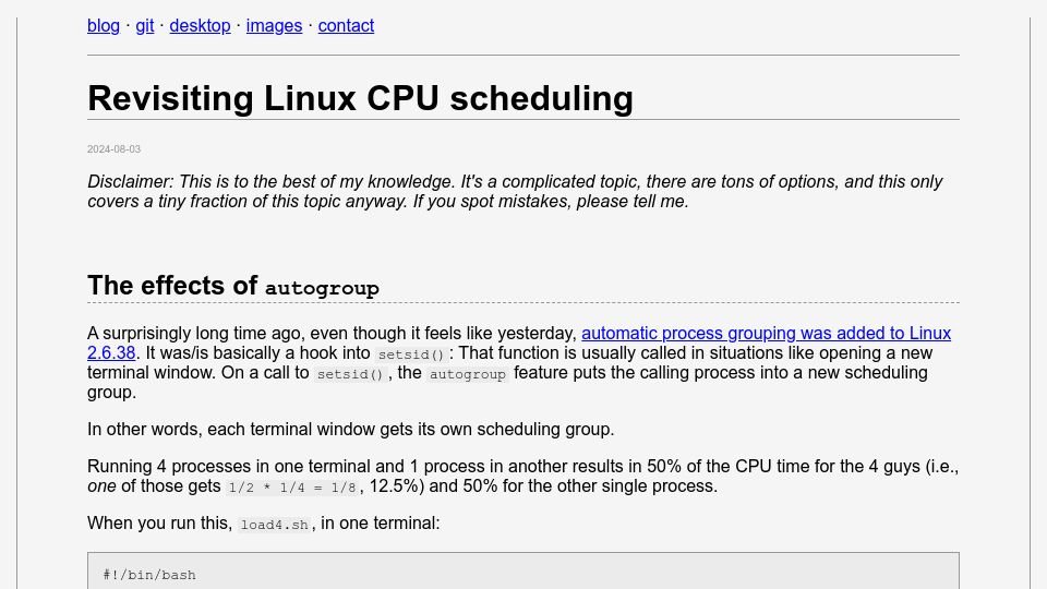 Screenshot of uninformativ.de: Revisiting Linux CPU Scheduling
