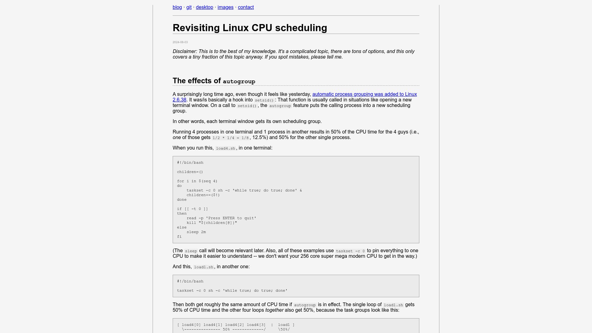 Screenshot of uninformativ.de: Revisiting Linux CPU Scheduling