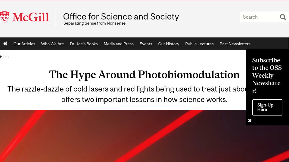 Screenshot of mcgill.ca: The Hype Around Photobiomodulation