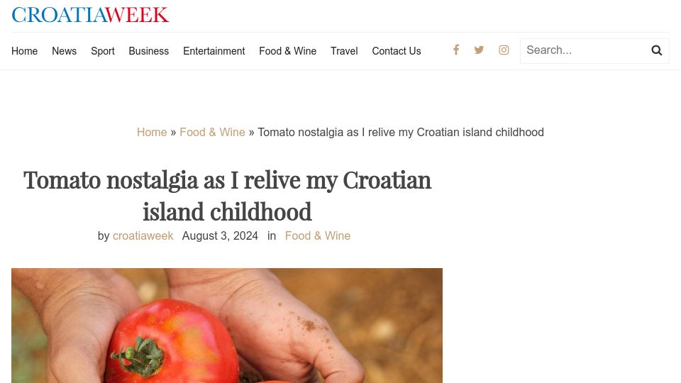 Screenshot of croatiaweek.com: Tomato nostalgia as I relive my Croatian island childhood