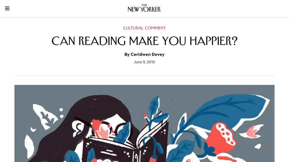 Screenshot of newyorker.com: Can reading make you happier? (2015)