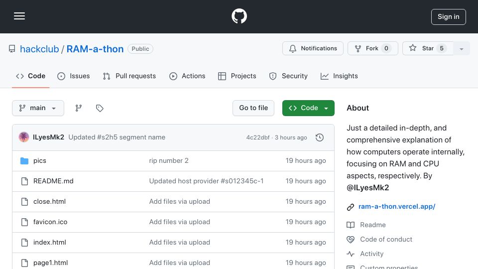 Screenshot of github.com: Written by a 16 year old, a book on how computers work