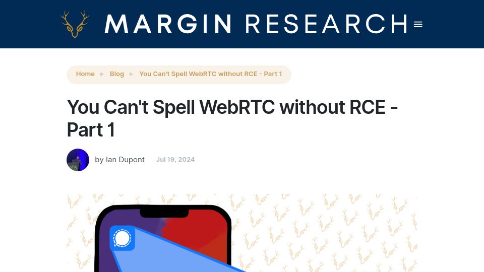 Screenshot of margin.re: You Can't Spell WebRTC Without RCE – Part 1