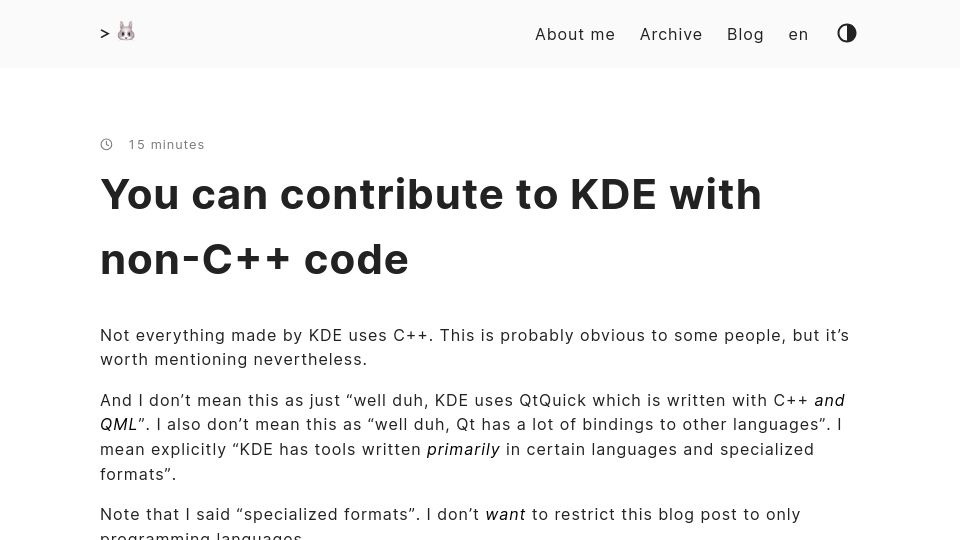 Screenshot of rabbitictranslator.com: You can contribute to KDE with non-C++ code