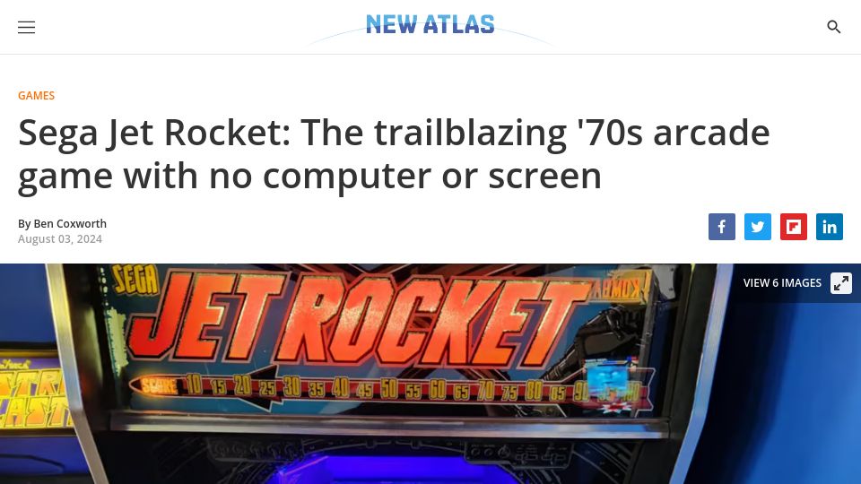 Screenshot of newatlas.com: Sega Jet Rocket: The '70s arcade game with no computer or screen