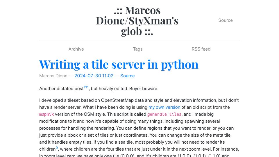 Screenshot of grulic.org.ar: Writing a tile server in Python