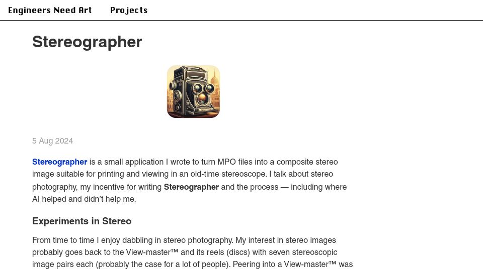 Screenshot of engineersneedart.com: Stereographer