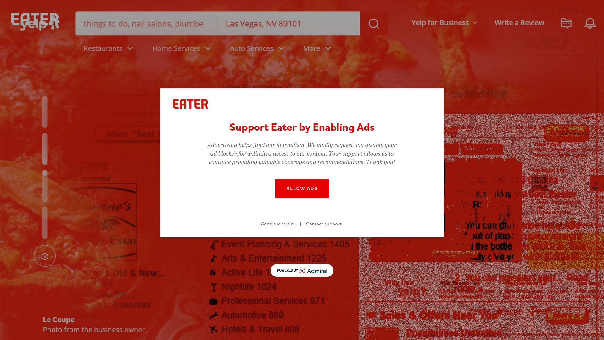 Screenshot of eater.com: Everybody gets a star: Yelp's effect on restaurants and reviews