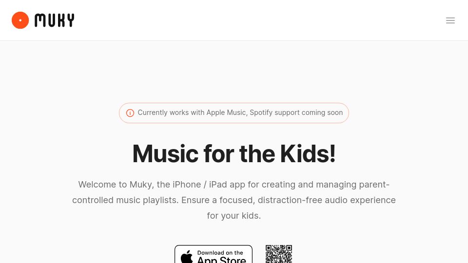 Screenshot of muky.app: Show HN: Muky – A kid-friendly music player for iOS
