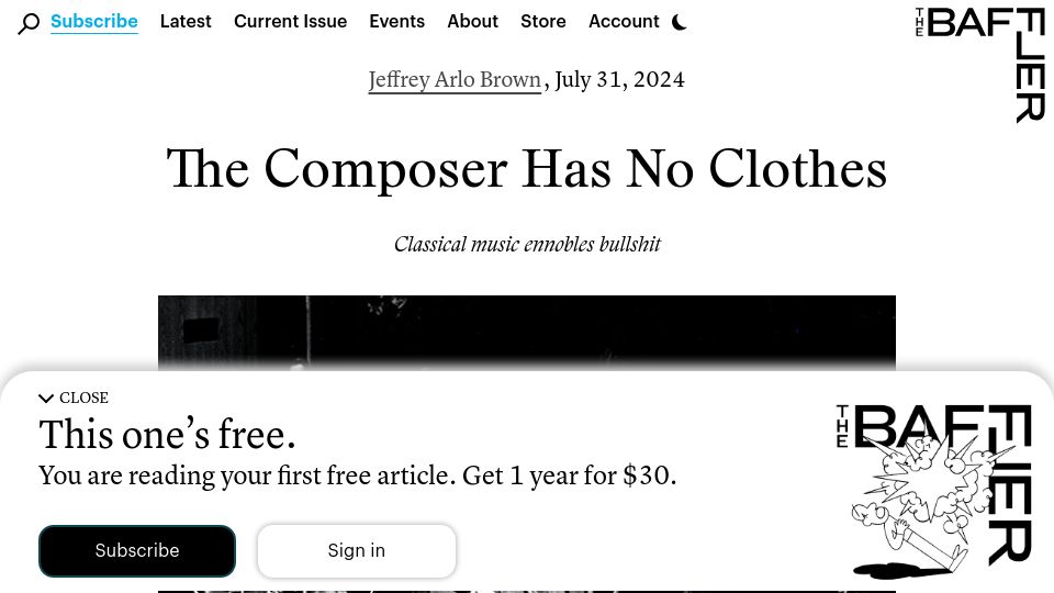 Screenshot of thebaffler.com: The Composer Has No Clothes