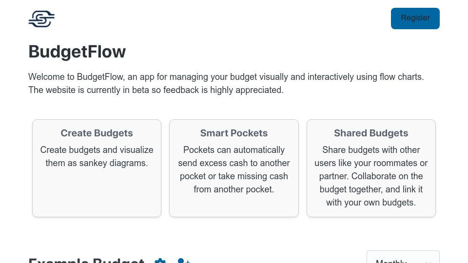 Screenshot of budgetflow.cc: Show HN: BudgetFlow – Budget planning using interactive Sankey diagrams