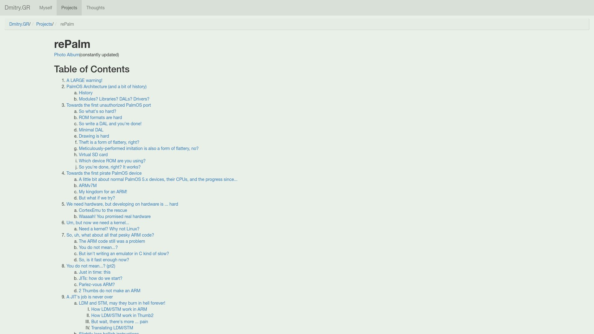 Screenshot of dmitry.gr: RePalm: Towards the first unauthorized PalmOS port
