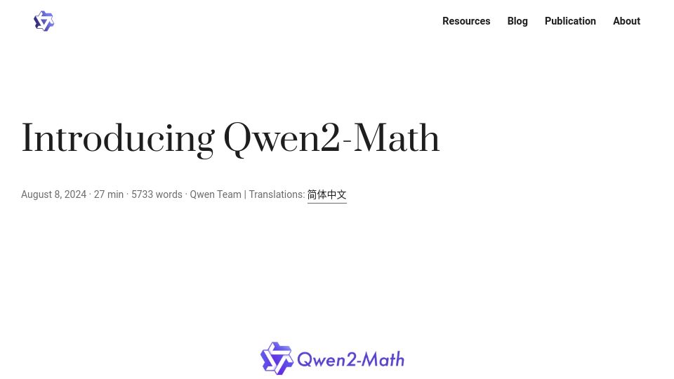 Screenshot of qwenlm.github.io: Qwen2-Math