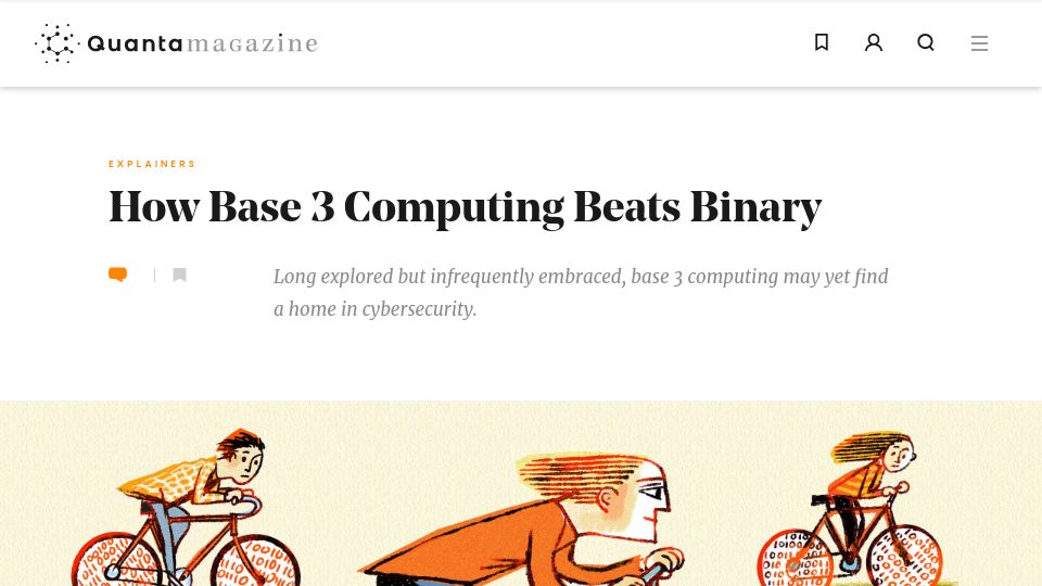 Screenshot of quantamagazine.org: Base 3 Computing Beats Binary