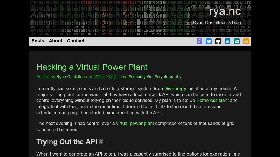 Screenshot of rya.nc: Hacking a Virtual Power Plant