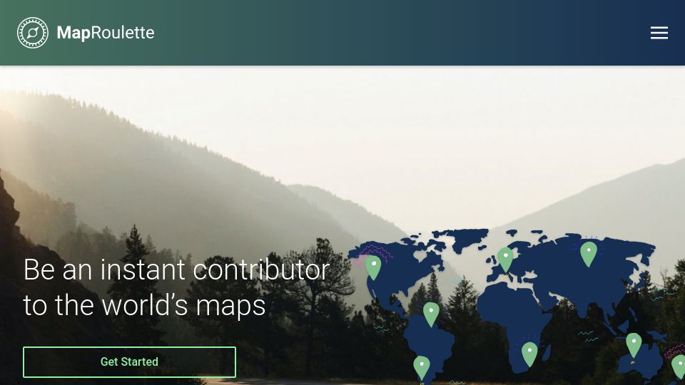 Screenshot of maproulette.org: MapRoulette: the micro-tasking tool for OpenStreetMap