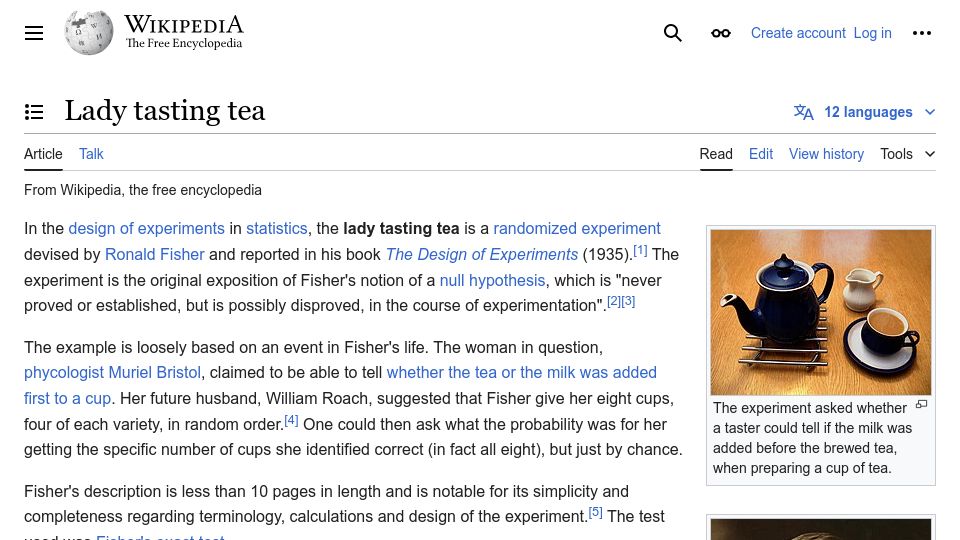 Screenshot of en.wikipedia.org: Lady tasting tea
