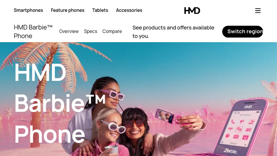 Screenshot of hmd.com: HMD Barbie Phone