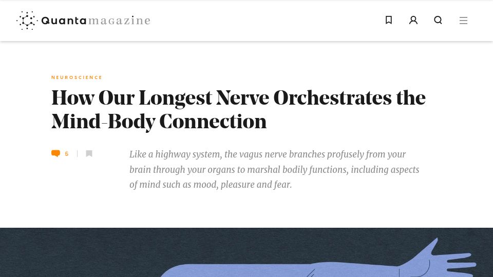 Screenshot of quantamagazine.org: The vagus nerve orchestrates the mind-body connection