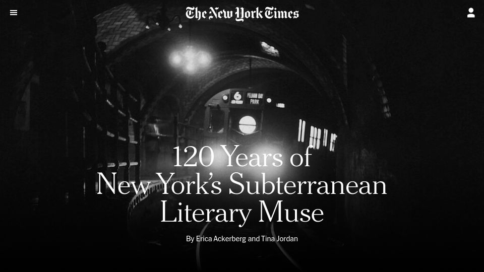Screenshot of nytimes.com: 120 Years of New York's Subterranean Literary Muse