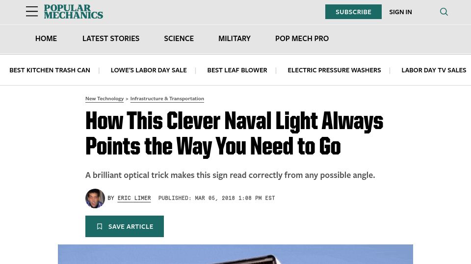 Screenshot of popularmechanics.com: Using the moiré effect to show different arrows to each observer (2018)