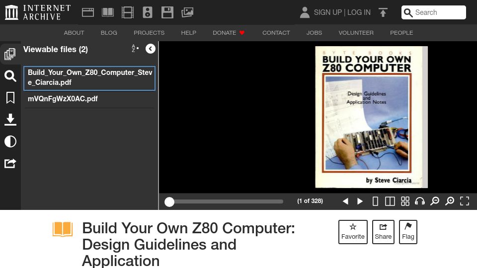 Screenshot of archive.org: Build Your Own Z80 Computer: Design Guidelines and Application (1981)