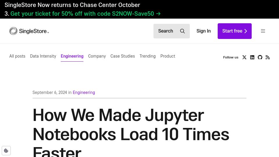 Screenshot of singlestore.com: How we made Jupyter notebooks load faster