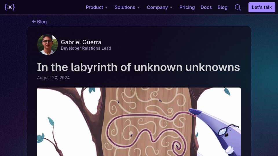Screenshot of antithesis.com: In the Labyrinth of Unknown Unknowns