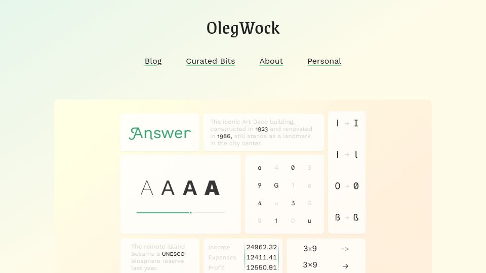 Screenshot of sinja.io: What you can get out of a high-quality font
