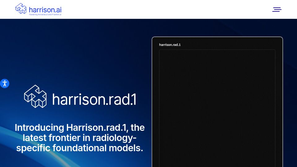 Screenshot of harrison.ai: Radiology-specific foundation model