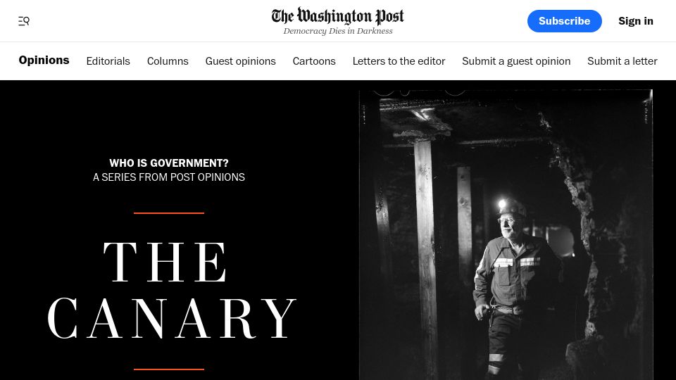 Screenshot of washingtonpost.com: The Canary