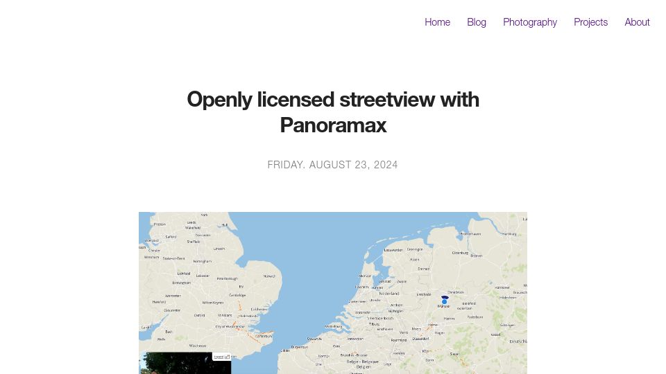 Screenshot of tzovar.as: Openly Licensed Streetview with Panoramax