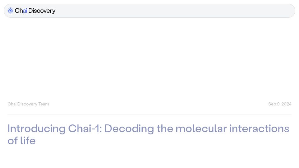 Screenshot of chaidiscovery.com: Chai-1: Decoding the molecular interactions of life