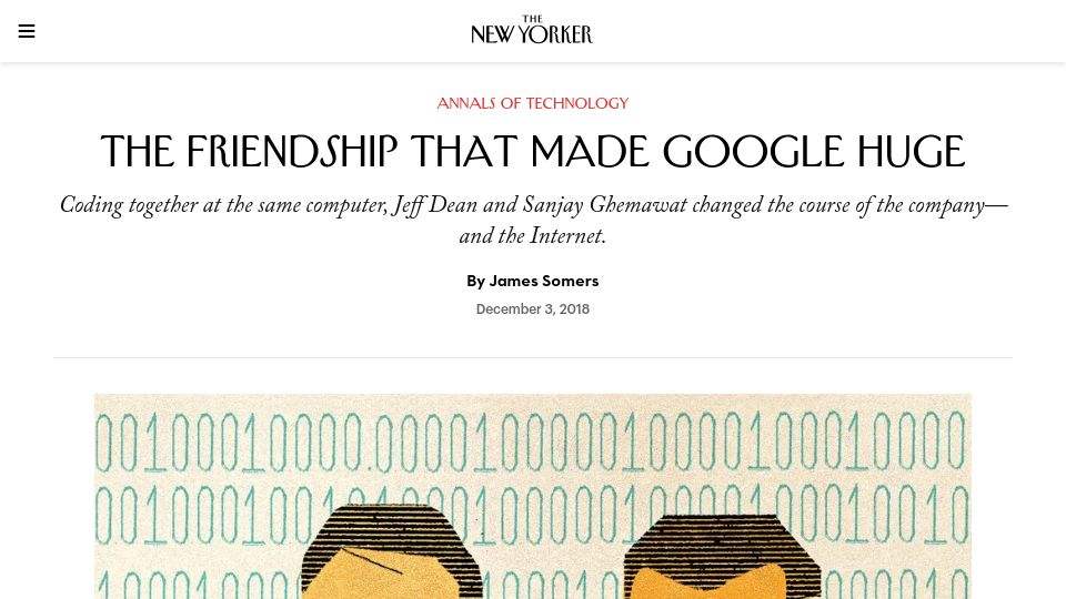 Screenshot of newyorker.com: The Friendship that made Google huge (2018)