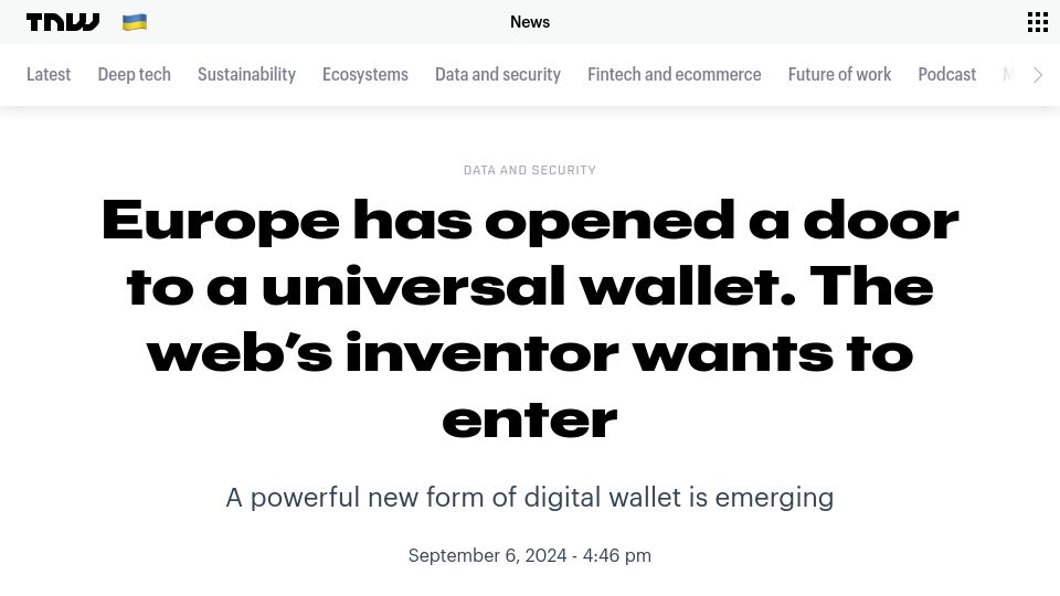 Screenshot of thenextweb.com: Europe has opened a door to a universal wallet