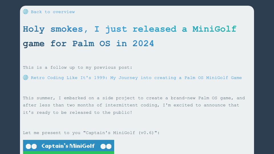 Screenshot of ctrl-c.club: A MiniGolf game for Palm OS