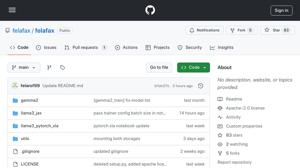 Screenshot of github.com: Show HN: Tune LLaMa3.1 on Google Cloud TPUs