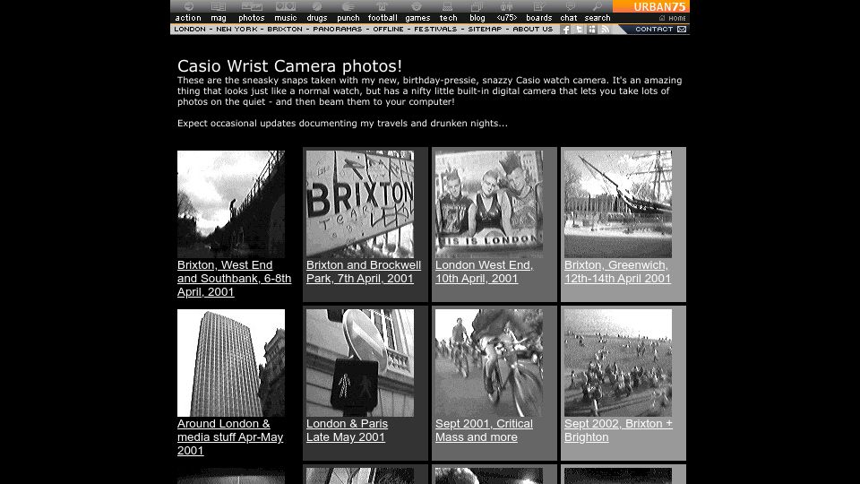 Screenshot of urban75.org: Casio WQV2 Wrist Camera Photos