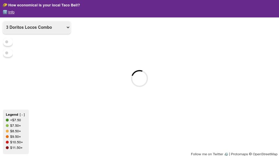Screenshot of taconomical.com: How economical is your local Taco Bell?