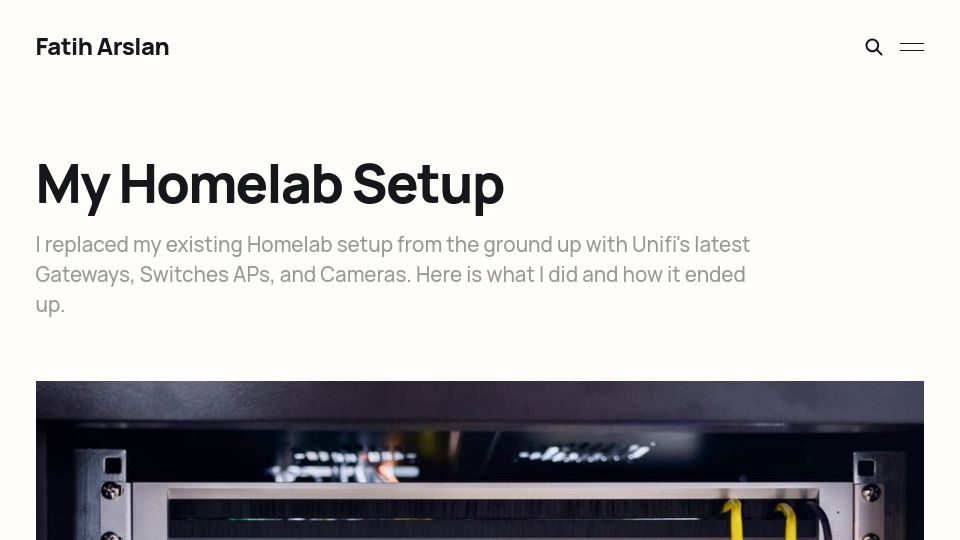 Screenshot of arslan.io: My Homelab Setup