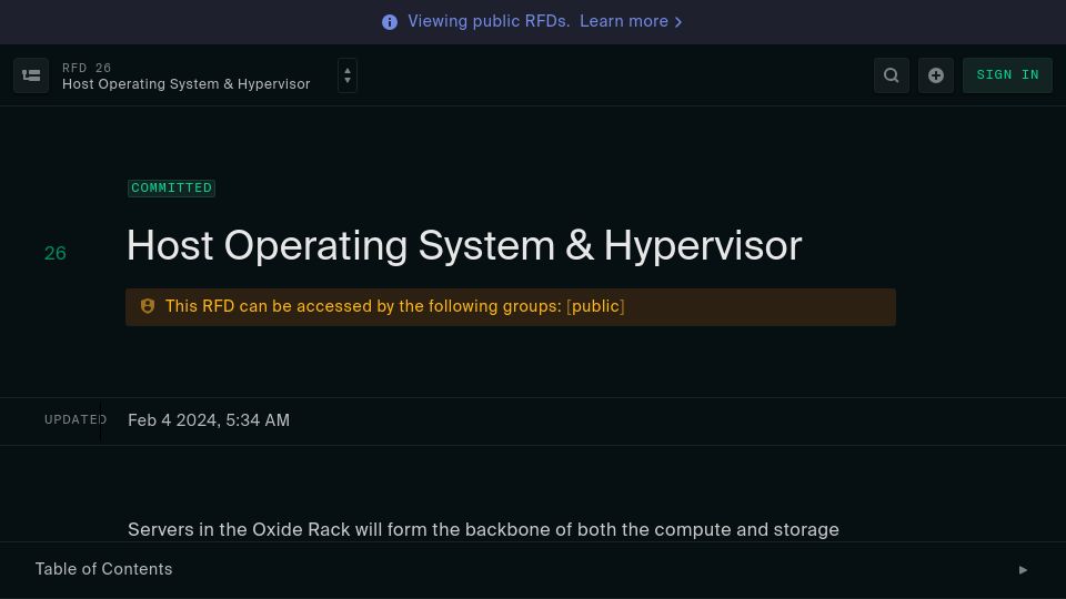 Screenshot of rfd.shared.oxide.computer: Why Oxide Chose Illumos