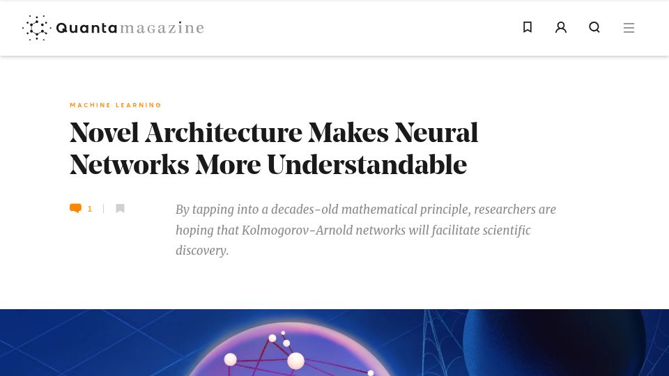 Screenshot of quantamagazine.org: Kolmogorov-Arnold networks may make neural networks more understandable