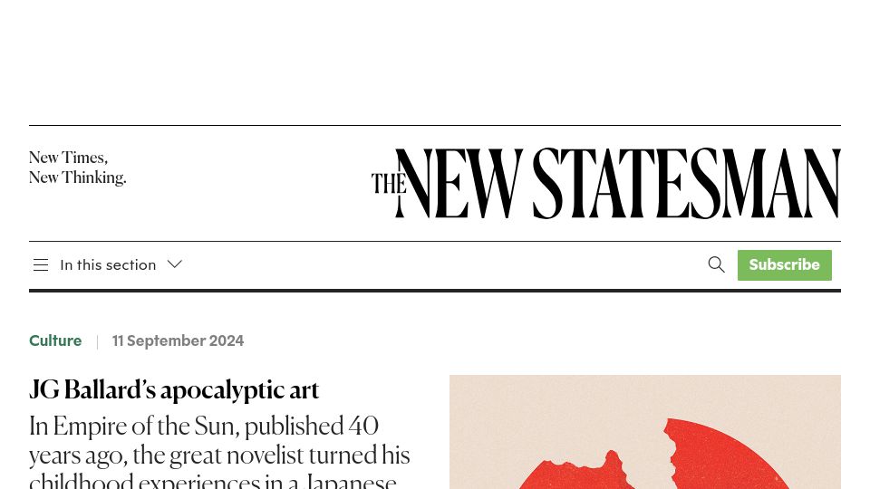 Screenshot of newstatesman.com: JG Ballard's Apocalyptic Art