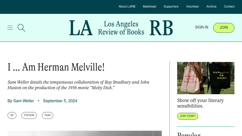 Screenshot of lareviewofbooks.org: I Am Herman Melville