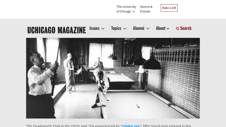 Screenshot of mag.uchicago.edu: Billiards is a good game (1975)