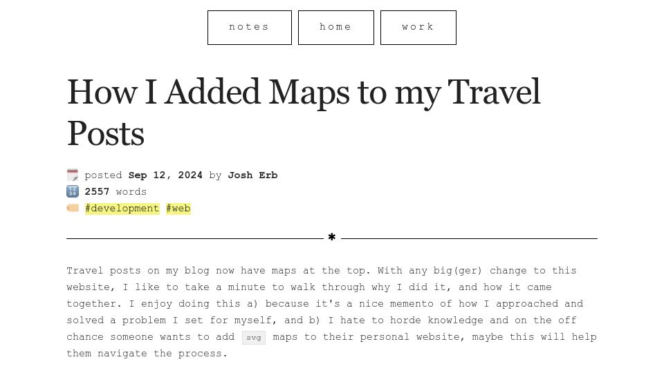 Screenshot of cyberb.space: I Added SVG Maps to My Travel Posts