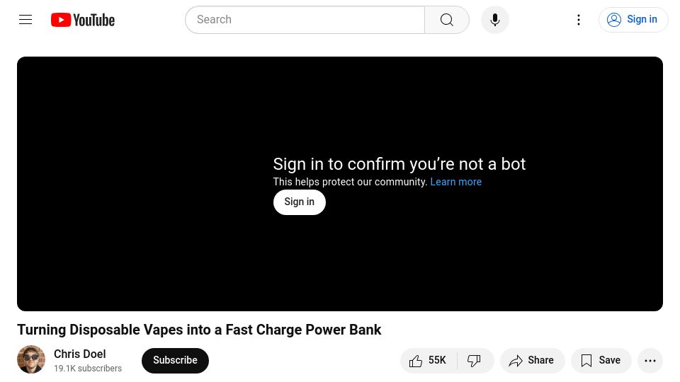 Screenshot of youtube.com: Turning Disposable Vapes into a Fast Charge Power Bank