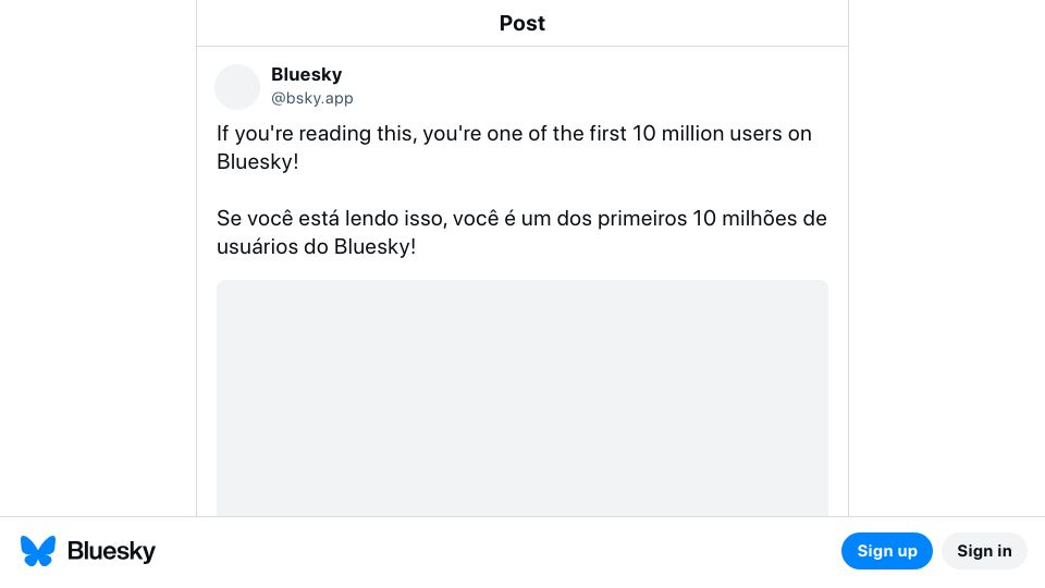 Screenshot of bsky.app: Bluesky Reaches 10M Accounts