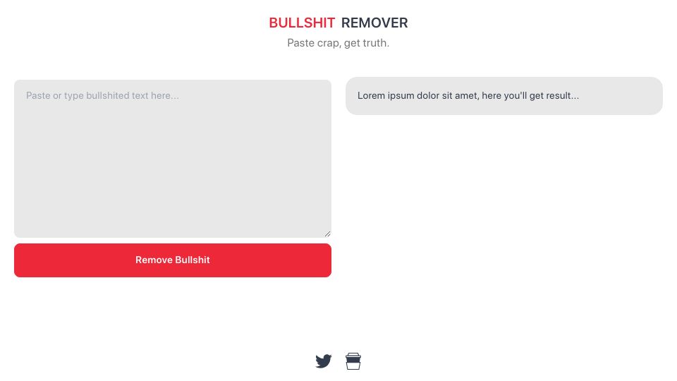 Screenshot of bullshitremover.com: Show HN: Bullshit Remover