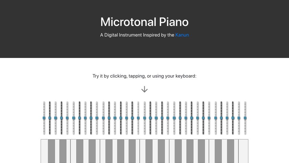 Screenshot of osolmaz.github.io: Show HN: Microtonal Piano